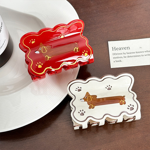 Dowell European and American style dachshund hair clip, versatile acetate shark clip1