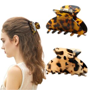 Tortoiseshell acetate hair claw clips for women in large curved designs