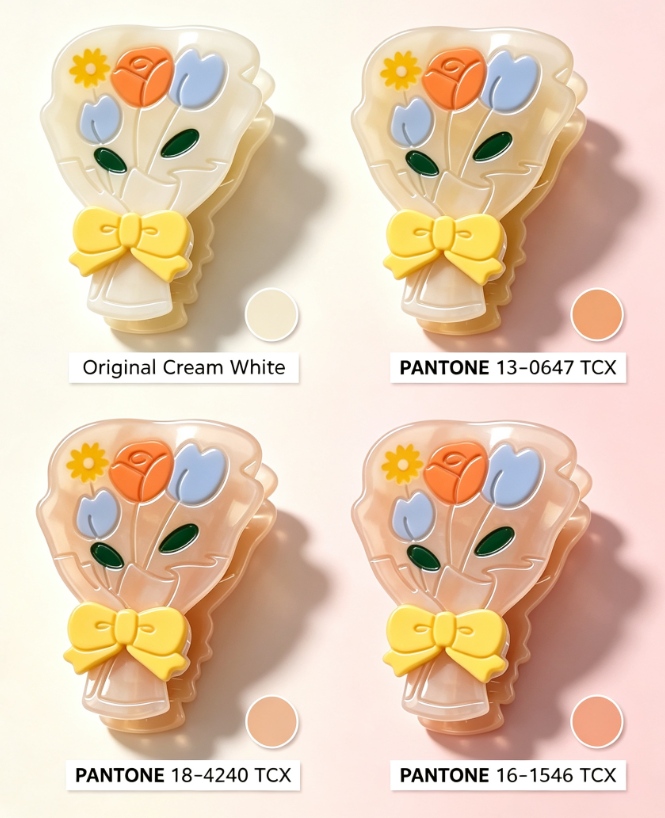 Acetate claw clip securing gathered hair in a realistic everyday styling scene