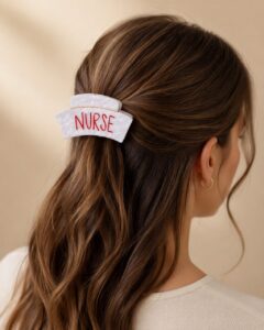 Acetate claw clips arranged as the hero products in a coordinated hair accessories gift set